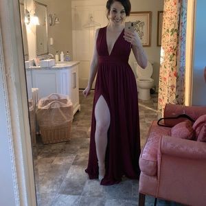 Lulus heavenly hues burgundy maxi dress